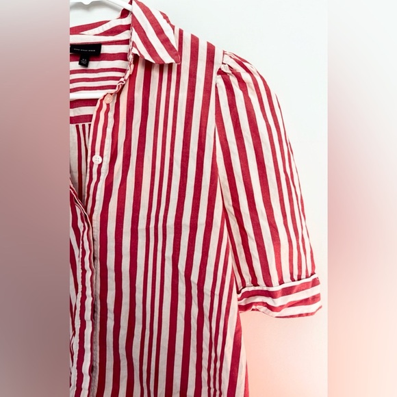 Who What Wear Red Striped Button Down Shirt - Picture 3 of 5
